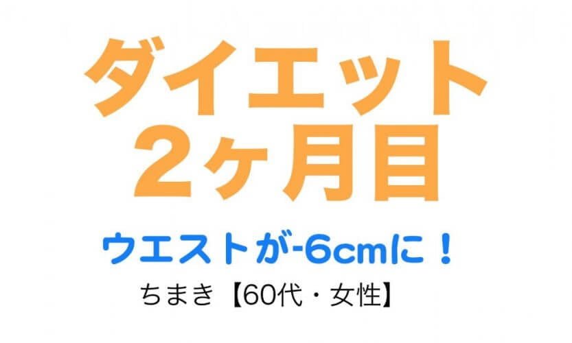 ダイエット2ヶ月目!60代でも痩せた!ウエスト-6cm、体重-2.1kg、体脂肪率-1.6%